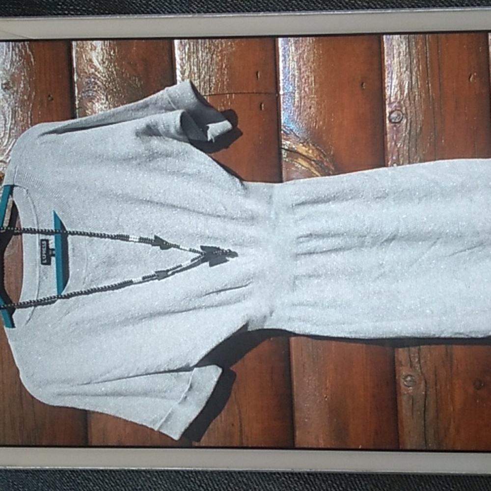 🆘🔜 🆔.     Silver EXPRESS T-Shaped Tunic Sweater Dress NWOT